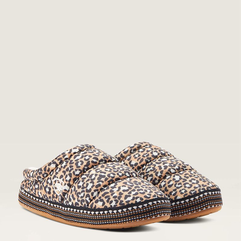 Tan Leopard Print Ariat Crius Clog Slipper | 96EISNYKR