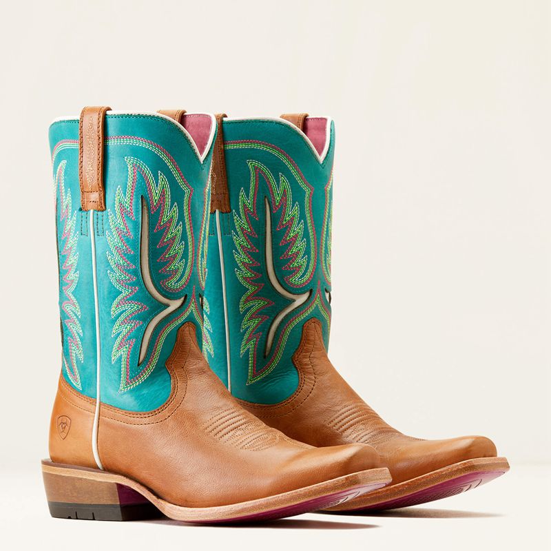 Tan Patina/Cenote Blue Ariat Futurity Colt Western Boot | 48CQANWDJ