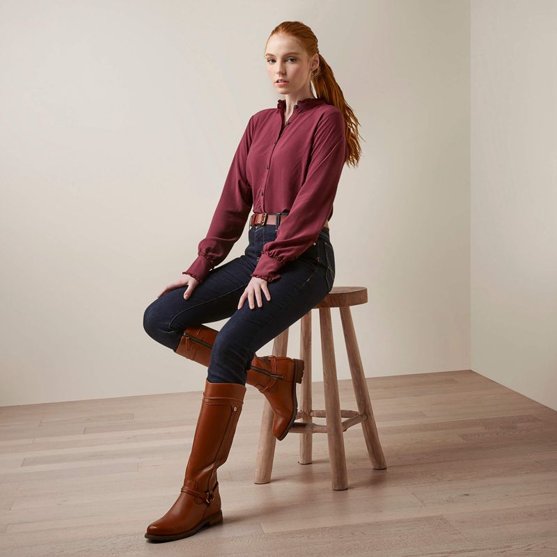 Tawny Port Ariat Clarion Blouse | 81KZFIAOE