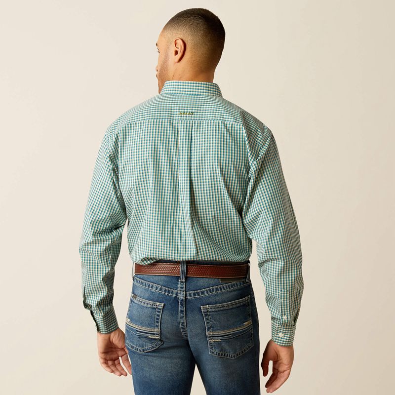 Teal Ariat Wrinkle Free Gus Classic Fit Shirt | 71JKVTLYF