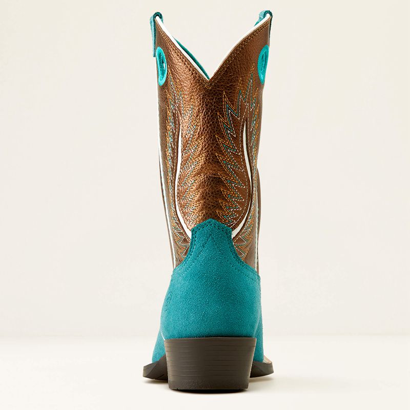 Teal Suede/Gilded Mocha Ariat Bk Futurity Fort Worth Western Boot | 71RKEINDB