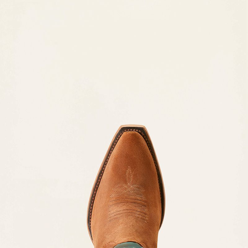 Terracotta Suede/Ancient Turquoise Ariat Elvira Stretchfit Western Boot | 53TVZUAYM