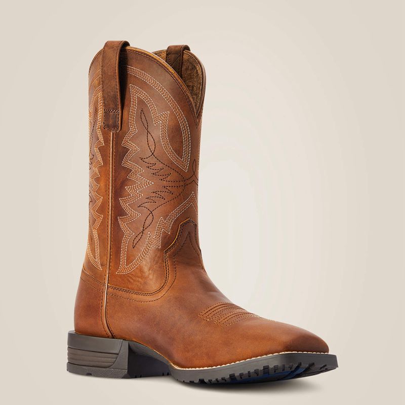 Thatch Brown Ariat Hybrid Ranchwork Western Boot | 37QSKCPTX