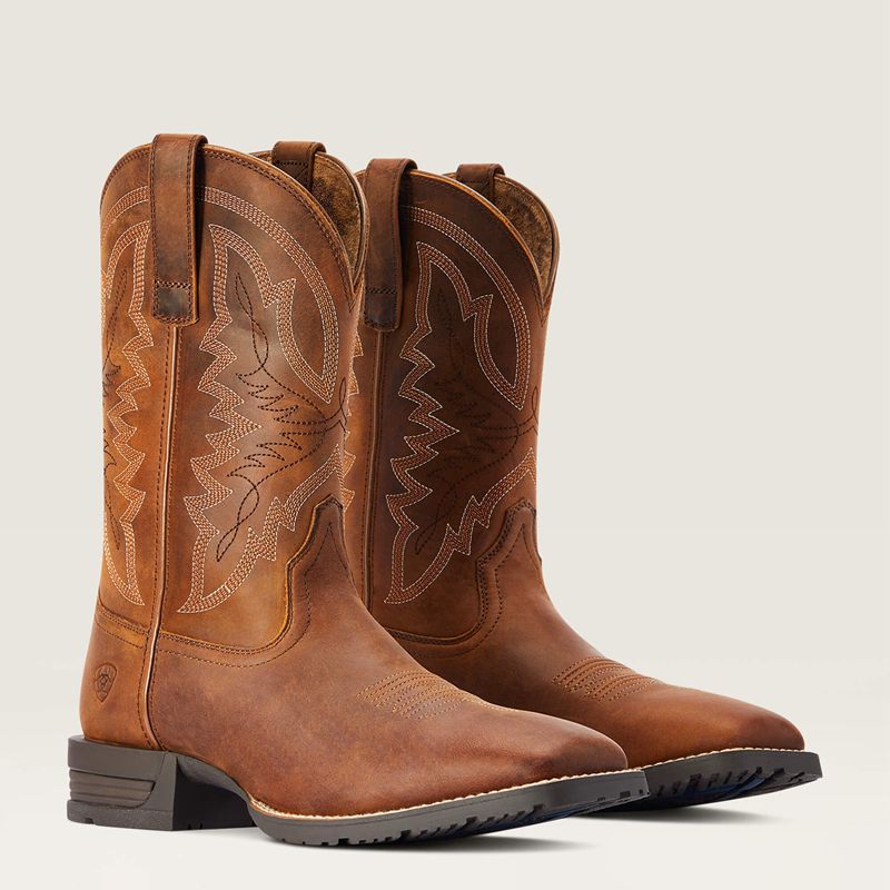 Thatch Brown Ariat Hybrid Ranchwork Western Boot | 37QSKCPTX