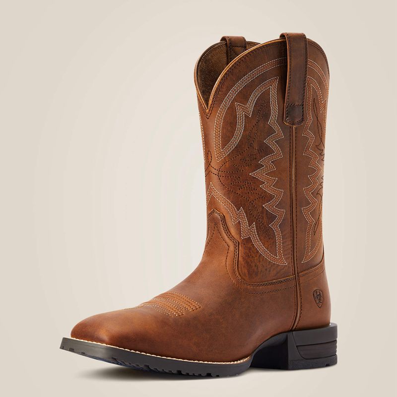 Thatch Brown Ariat Hybrid Ranchwork Western Boot | 37QSKCPTX