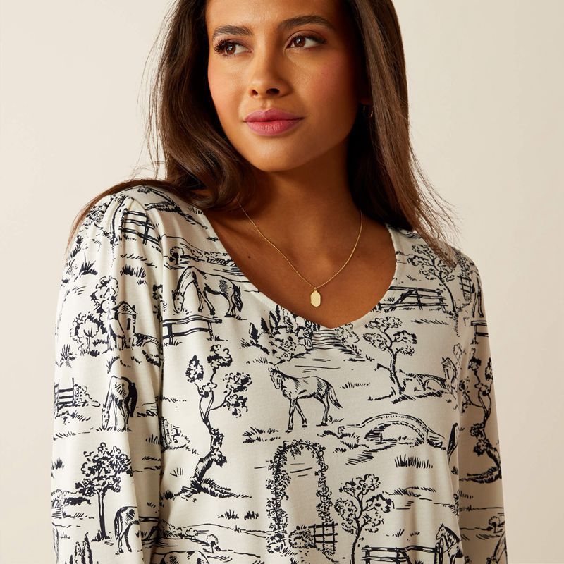 Toile Scene Print Ariat Nellore T-Shirt | 29BAHJNQE