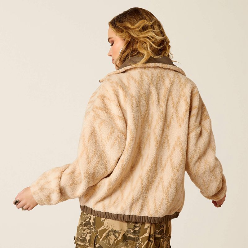 Tonal Sand Print Ariat Sherpa Blocked Jacket | 94ZRTYIKS