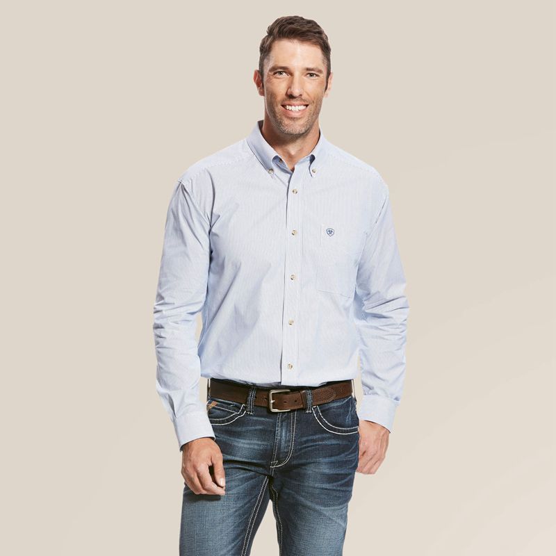 True Blue Ariat Pro Series Dayne Mini Stripe Shirt | 49UOAZNJD