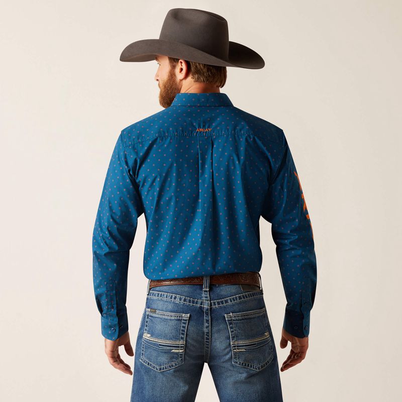 True Blue Ariat Team Clarence Fitted Shirt | 05AKTVPJR