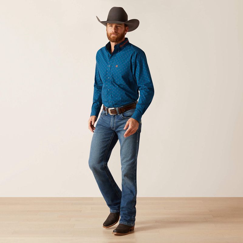 True Blue Ariat Team Clarence Fitted Shirt | 05AKTVPJR