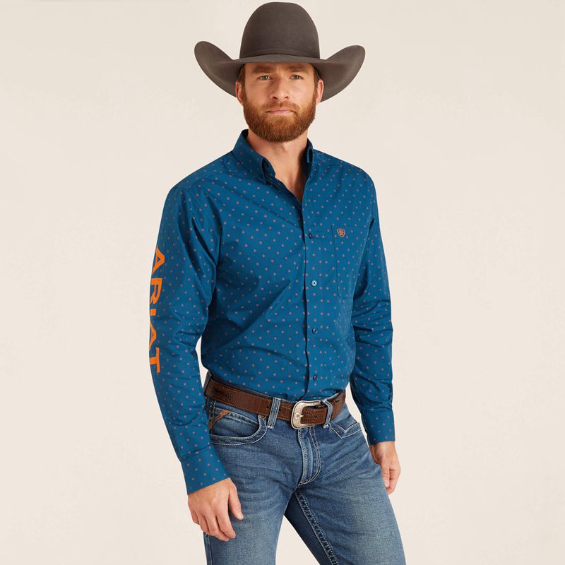 True Blue Ariat Team Clarence Fitted Shirt | 05AKTVPJR