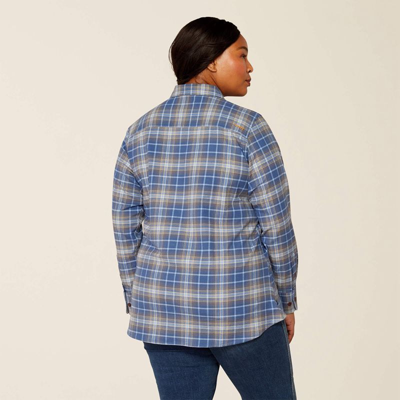 True Navy Ariat Rebar Flannel Durastretch Work Shirt | 95ZPJRMNS