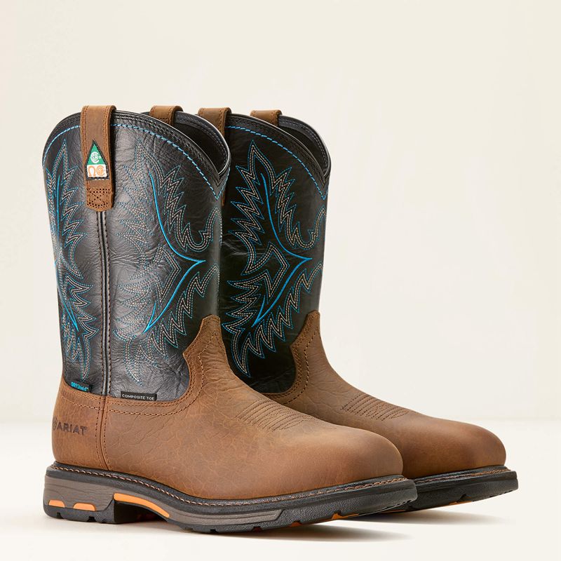 Tumbled Bark/Twilight Ariat Workhog Csa Waterproof Composite Toe Work Boot | 78AUCIKPL