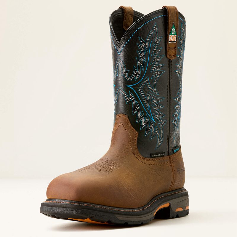 Tumbled Bark/Twilight Ariat Workhog Csa Waterproof Composite Toe Work Boot | 78AUCIKPL