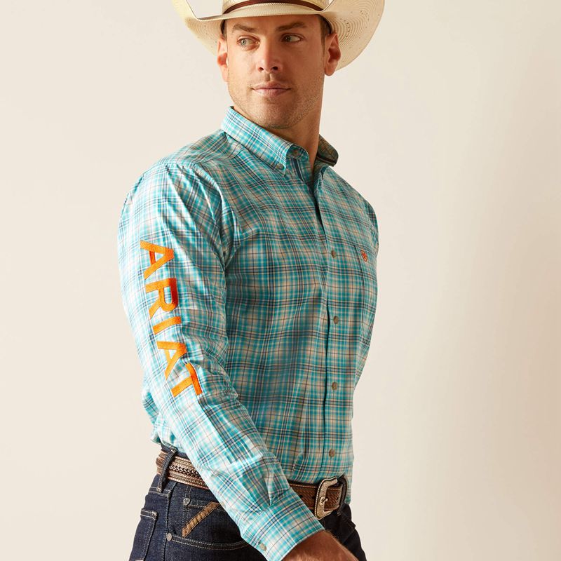 Turquoise Ariat Pro Series Team Vincent Classic Fit Shirt | 26XFYPIRT