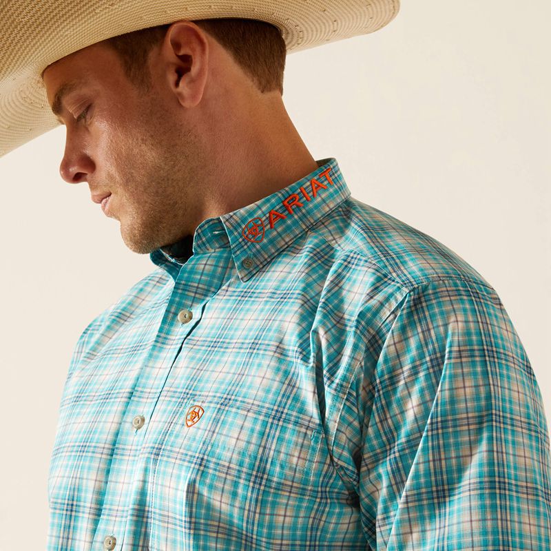 Turquoise Ariat Pro Series Team Vincent Classic Fit Shirt | 26XFYPIRT