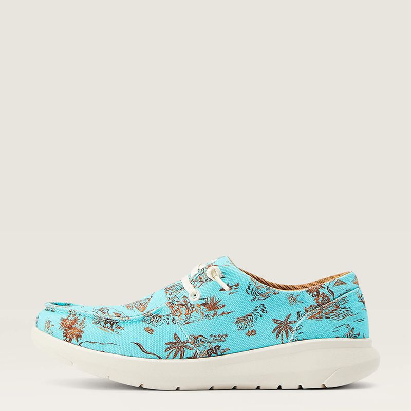 Turquoise Paniolo Print Ariat Hilo Western Aloha | 32ZEHJTLW