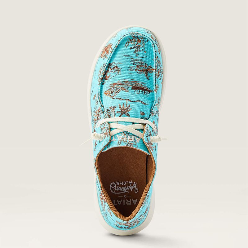 Turquoise Paniolo Print Ariat Hilo Western Aloha | 32ZEHJTLW