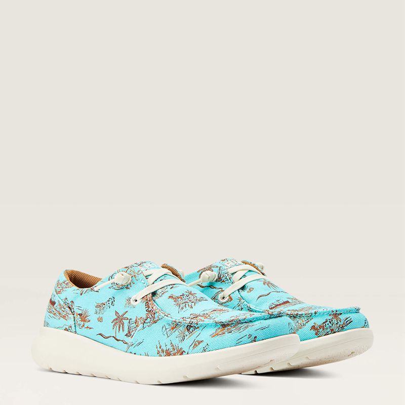 Turquoise Paniolo Print Ariat Hilo Western Aloha | 32ZEHJTLW