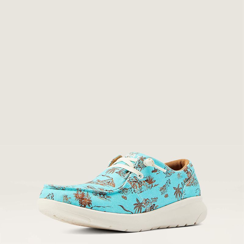 Turquoise Paniolo Print Ariat Hilo Western Aloha | 32ZEHJTLW