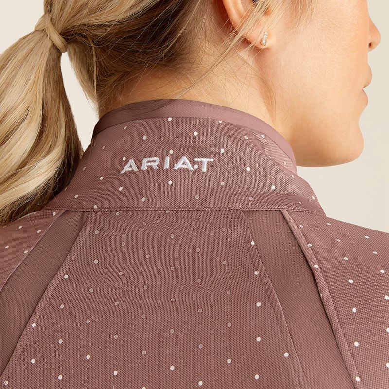 Twilight Mauve Dot Ariat Sunstopper 3.0 1/4 Zip Baselayer | 63JDTSHOK