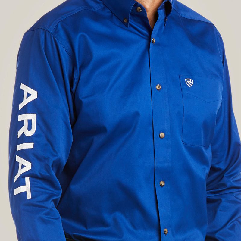 Ultramarine/White Ariat Team Logo Twill Fitted Shirt | 71MBOWARC