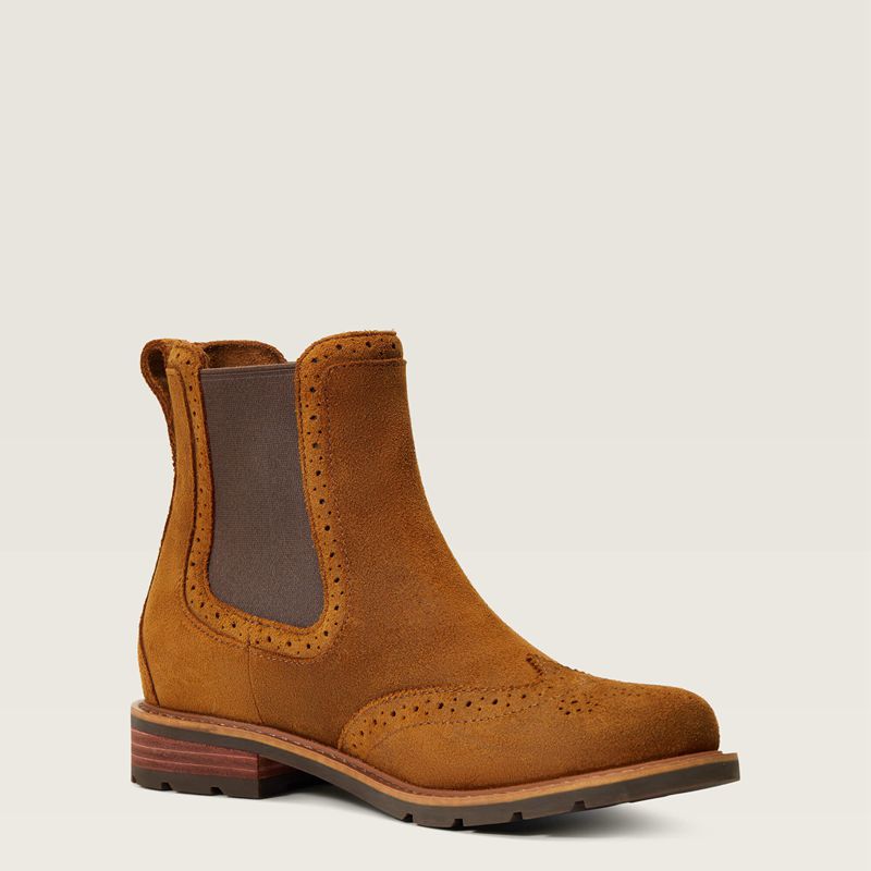 Weathered Honey Ariat Wexford Brogue Waterproof Chelsea Boot | 16TRAYJKH