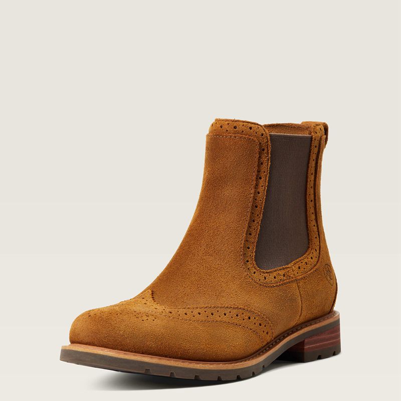 Weathered Honey Ariat Wexford Brogue Waterproof Chelsea Boot | 16TRAYJKH