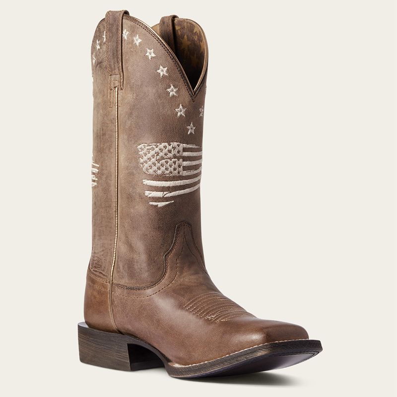 Weathered Tan Ariat Circuit Patriot Western Boot | 23PFIZJKH