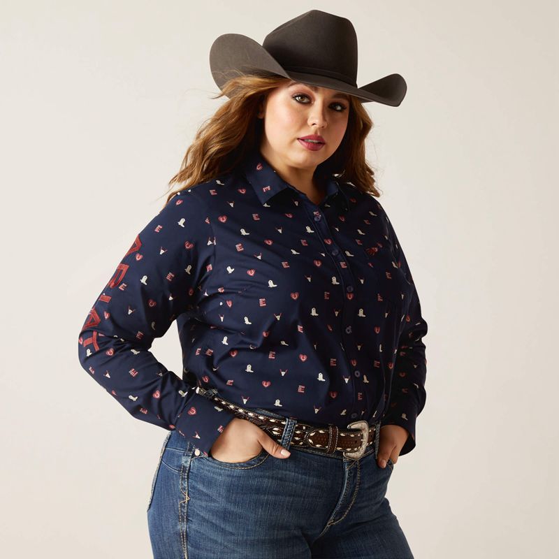 Western Love Print Ariat Team Kirby Stretch Shirt | 23UVHKEBT