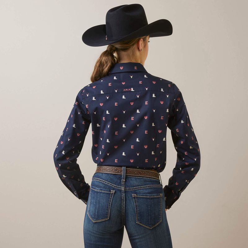 Western Love Print Ariat Team Kirby Stretch Shirt | 23UVHKEBT