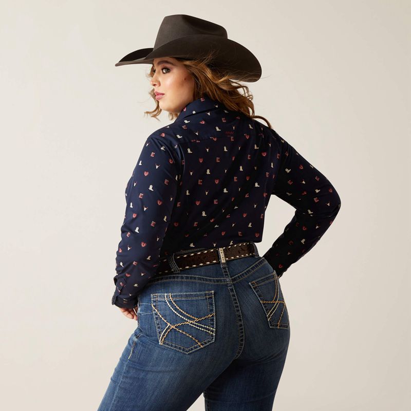 Western Love Print Ariat Team Kirby Stretch Shirt | 23UVHKEBT