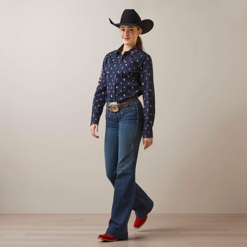 Western Love Print Ariat Team Kirby Stretch Shirt | 23UVHKEBT