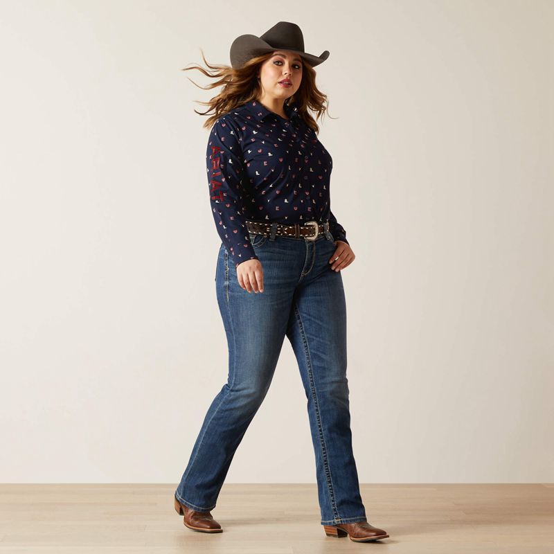 Western Love Print Ariat Team Kirby Stretch Shirt | 23UVHKEBT