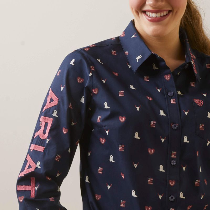 Western Love Print Ariat Team Kirby Stretch Shirt | 23UVHKEBT