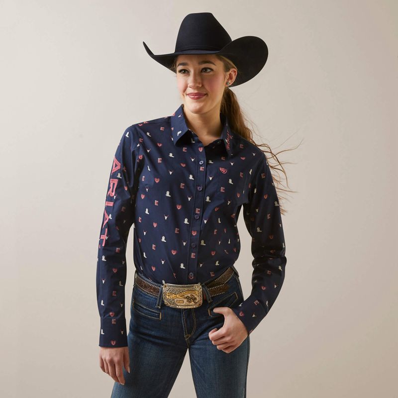 Western Love Print Ariat Team Kirby Stretch Shirt | 23UVHKEBT