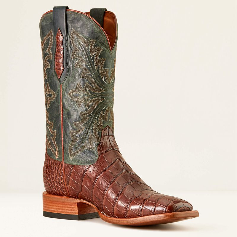 Whiskey Nile Croc/Forest Green Ariat Bench Made Bassett Western Boot | 49NQCYTXG