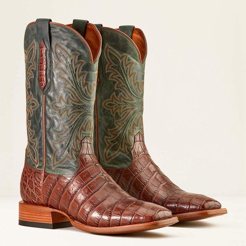 Whiskey Nile Croc/Forest Green Ariat Bench Made Bassett Western Boot | 49NQCYTXG