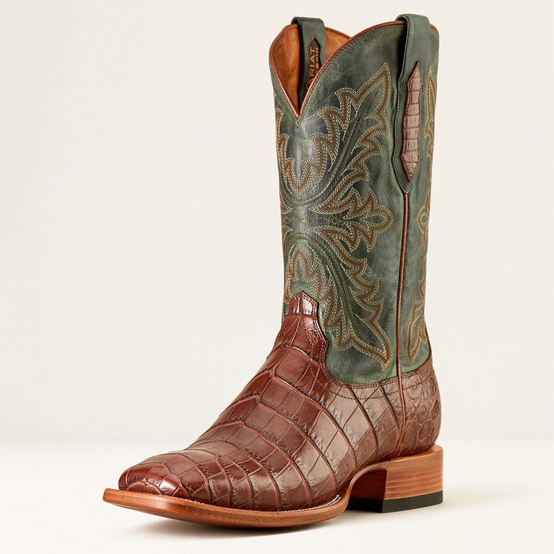 Whiskey Nile Croc/Forest Green Ariat Bench Made Bassett Western Boot | 49NQCYTXG