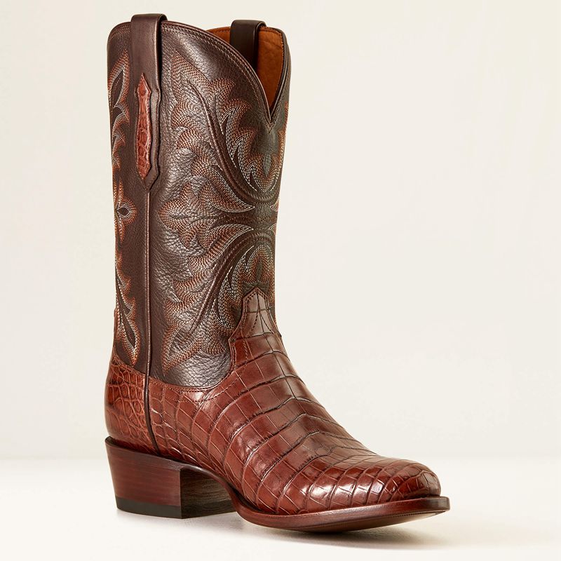 Whiskey Nile Croc/Rustic Tobacco Ariat Bench Made James Western Boot | 35ADVBIYM