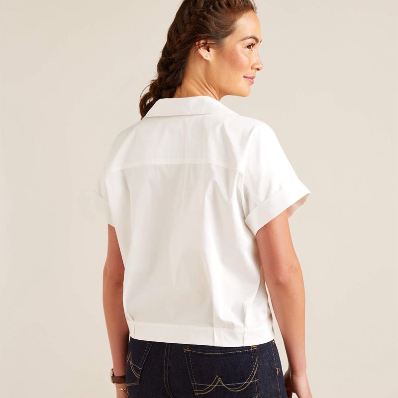 White Ariat Brookside Shirt | 76LKMTFZU