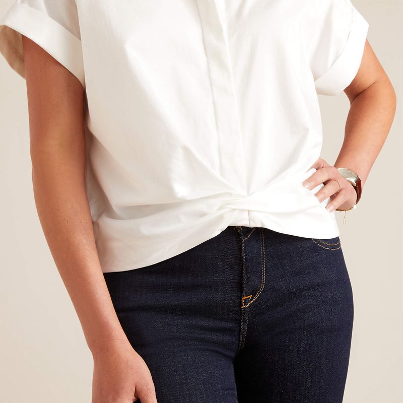 White Ariat Brookside Shirt | 76LKMTFZU