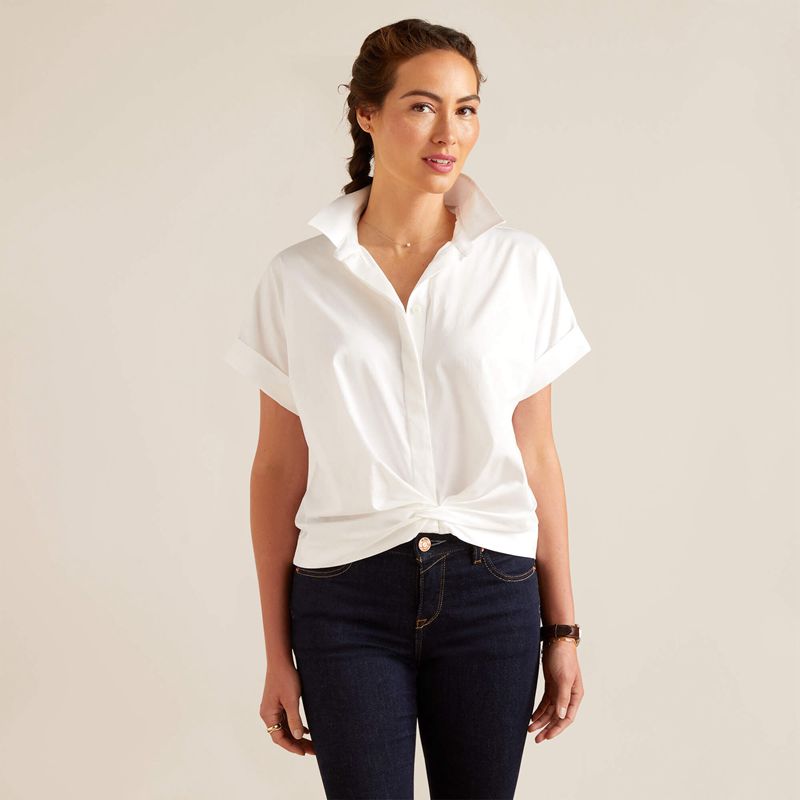 White Ariat Brookside Shirt | 76LKMTFZU