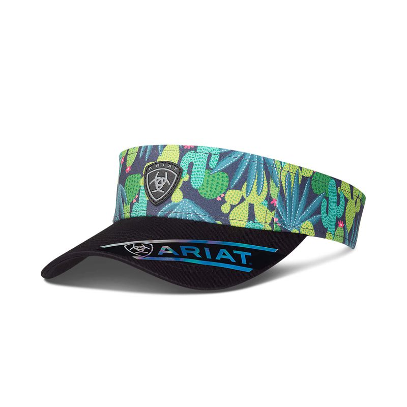 White Ariat Cactus Print Visor | 80ATKIQOB