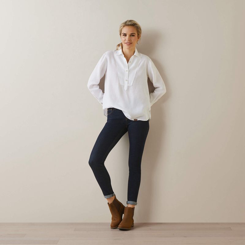 White Ariat Cazadero Blouse | 26ULOVMZA