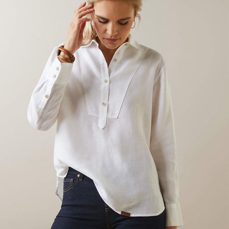 White Ariat Cazadero Blouse | 26ULOVMZA