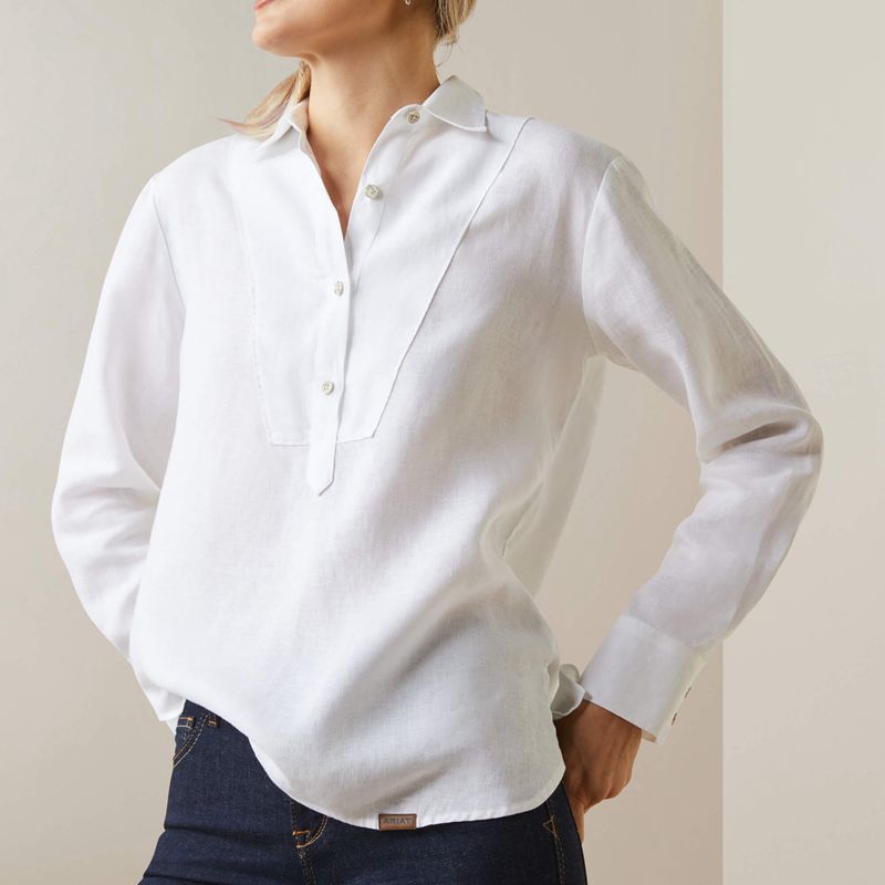 White Ariat Cazadero Blouse | 26ULOVMZA