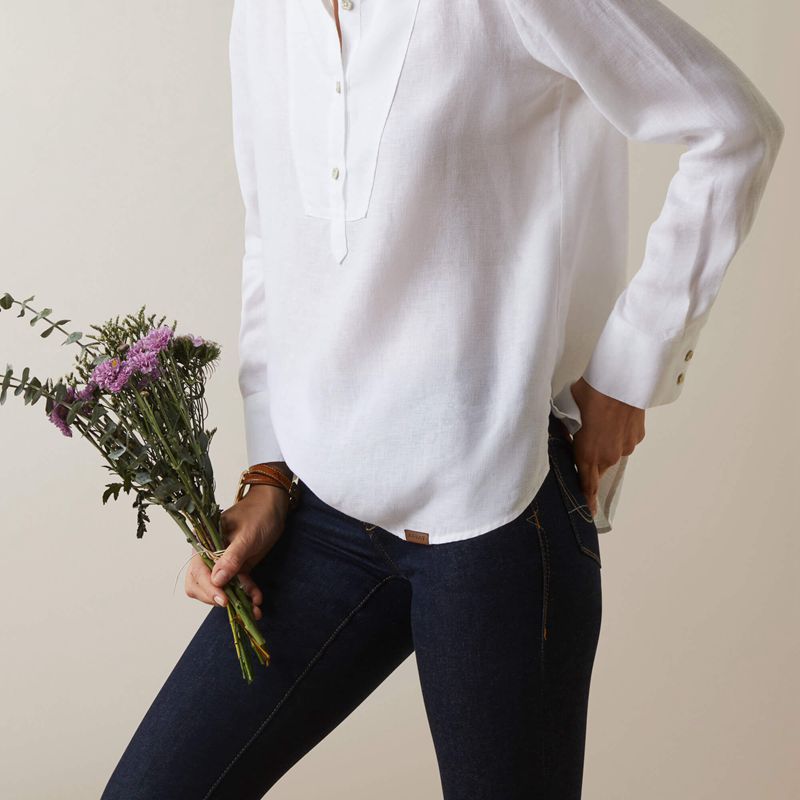 White Ariat Cazadero Blouse | 26ULOVMZA