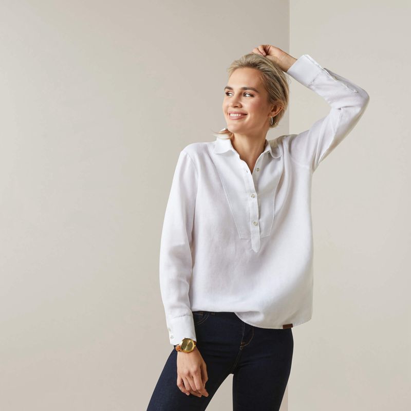 White Ariat Cazadero Blouse | 26ULOVMZA