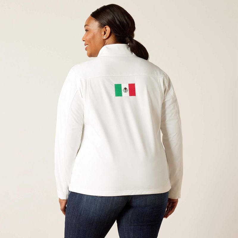 White Ariat Classic Team Softshell Mexico Jacket | 23VOENXSC